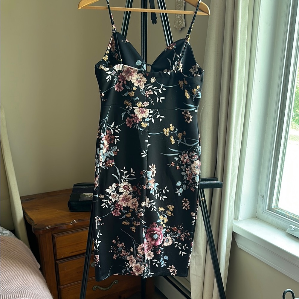 Haute Monde Black Mini Slip Dress Spaghetti Strap - Picture 4 of 5